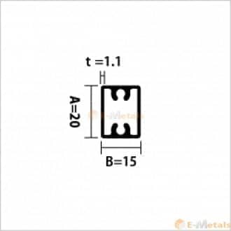 アルミ建材/板 材 A6063S-T5 角パイプビスホール材 1.1mm シルバー 