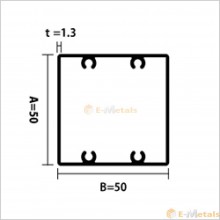 A6063S角管ビスホール材1.3mm ‐ ステンカラー(ツヤ消) A6063S-T5  角パイプビスホール材