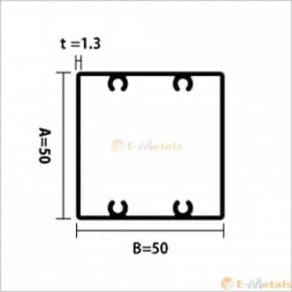 アルミ建材/板 材 A6063S-T5 角パイプビスホール材 1.3mm ダークブロンズ 